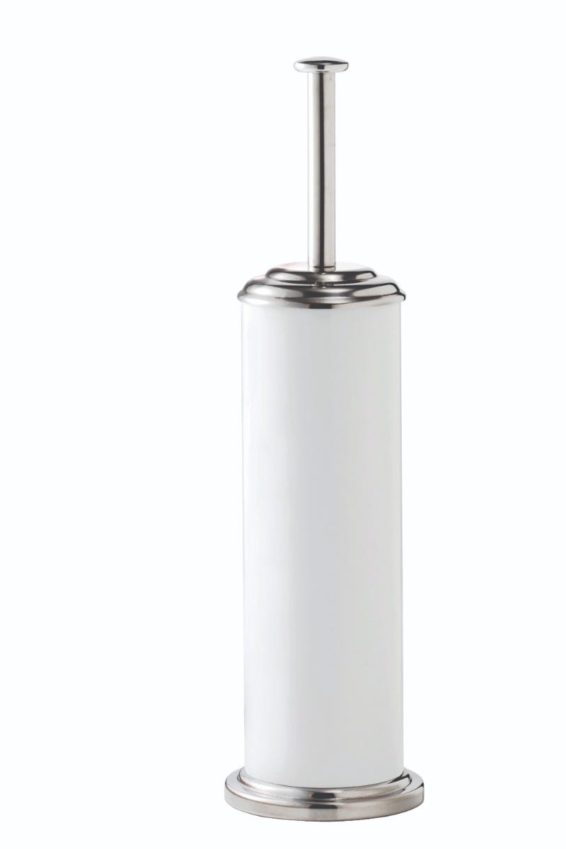 White & Stainless Steel Toilet Brush & Holder