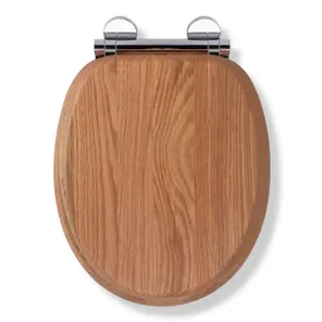 Rutland Flexi-Fix™ Solid Oak Toilet Seat